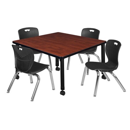 Regency Tables > Height Adjustable > Square Mobile Table & Chair Sets, 36 W, 36 L, 23-34 H, Cherry TB3636CHAPCBK45BK
